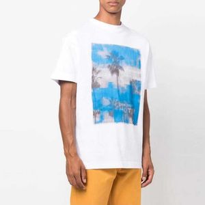 Roupas de moda de grife PA Tees TShirts Árvore Pintura a óleo Padrão Camiseta de manga curta Ângulos Palmas Anjos Solto Casal Meia Manga Tendência Streetwear Para