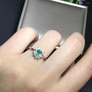 Cluster Ringe Natürlicher Smaragd Ring 925 Sterling Silber 4 6mm Edelstein Feiner Schmuck
