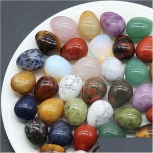 Stone Mini 20Mm Egg Shaped Natural Healing Crystal Mascot Mas Accessory Minerale Gemstone Reiki Home Decoration Wholesale Drop Deliv Dhmcl