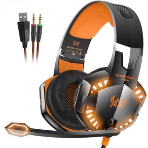 JEDES G2000 Stereo-Gaming-Headset, tiefer Bass, Computerspiel-Kopfhörer, Kopfhörer mit LED-Licht-Mikrofon für PC, Laptop, PS4