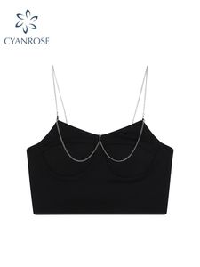 Camis e top con bretelle 2022 estate delle donne Crop Top Y2k stile coreano nero sexy canotte femminile dolce backless gotico Top Party Club Vintage canotta