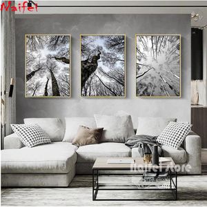 Stitch Nature Screenery 5D Diamond Painting Черный белый зимний лес