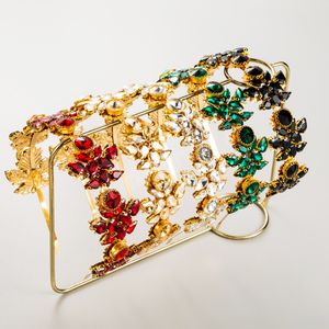 Luxury Baroque Alloy Rhinestone Leaves Headbands Fashion Hair Accessories For Women Trendy Party Shiny Hairband Hair Band Girl