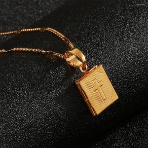 Anhänger Halsketten 24 Karat Gold Farbe Medaillon Kreuz Jesus Halskette Trendy Unisex Kette Schmuck