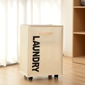 Organization 75L Home Collapsible Laundry Basket Storage Organizer Laundry Hamper with Handle on Wheels