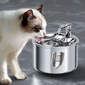 Suprimentos 2l de aço inoxidável automático gatos fonte correndo água potável para gato cão 4 camada filtro inteligente pet bebedor dispensador sensor