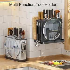 Organizzazione Organizzatore da cucina in acciaio inossidabile Forchetta Cucchiaio Coltello Supporto per tagliere Tagliere Posate Ripiano Scarico Accessori da cucina