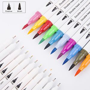 Markörer 12 färger Double Ends Manga Art Brush Pen Set School Accessories Bokstäver Markörer leveranser Skiss Ritning Graffiti 230503