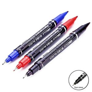 Markers 3pcsset Twin Tip Permanent BlackBlueRed Waterproof Fine Point pen for School Office Supplies Student Stationery 230503