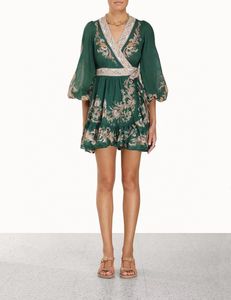 Runway Dresses Australian designer has designed a new emerald wrapped lantern sleeve short dress for the summer of 2023