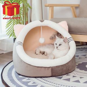 Carrier Cartoon Cute Cat Bed Kitten mjuk ullkorg för liten medelmantig kanin mysig husdjur mjuk bo kattunge hem sovande väska djur