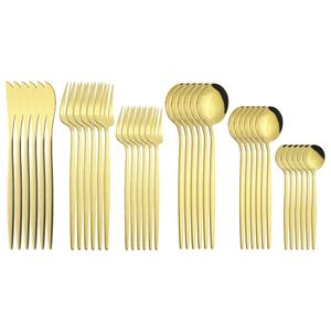 Conjuntos de utensílios de jantar 6set/36pcs de talheres de jantar dourado conjunto de facas de sobremesa Forks de chá de mesa de mesa