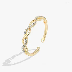 Pierścienie ślubne Tiny Trefon Twist Infinity For Women Gold Splated Stal Stael Otwarcie pierścionka Estetyczna Biżuteria Estetyczna Prezent Femme