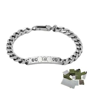 Mode 925 Silverarmband Mens kubansk kedjearmband Designer Charm Kvinnor Män Bangle 18cm 20 cm 22cm Vintage Style Par Smycken Hip Hop Birthday Gift Fade Never Fade