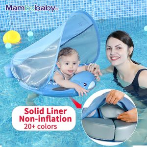 Sandspiel-Wasserspaß Mambobaby Nicht aufblasbarer Baby-Schwimmschwimmer mit Baldachin Solid Liner Natation Ring Pool Born Toys Swim Floater Boje für Babys 230503