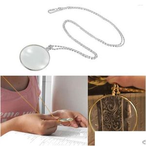 Chains Reading Magnifier Pendant Monocle Jewelry Loupe 5X Magnifying Glass Lens Necklace Drop Delivery Necklaces Pendants Dhgarden Dhpiu