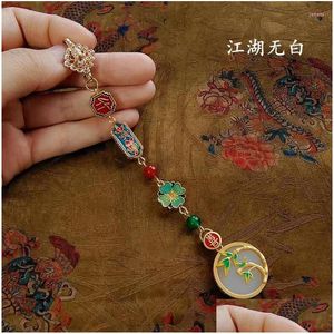 Pendant Necklaces Copperplated Gold Inlaid Imitation Hetian Jade Retro Chinese Cheongsam Lappet Highgrade Bamboo Joint Femal Dhgarden Dh3Il