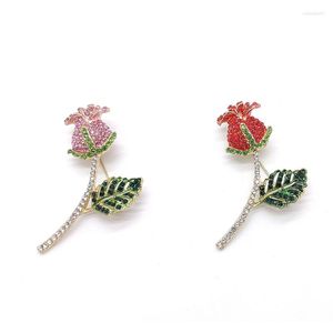 Broches PD Broche 2023 Full Zircon Rose Planta de alta qualidade Acessórios de vestuário de cachecol requintados de lenço de ponta jóias de moda