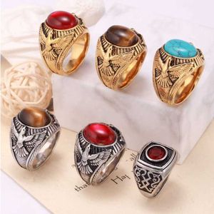 JXX Hip Hop Style Gemstone Agate Ring Ny stil smycken rostfritt stål guldanpassade ringdesigner för pojkar