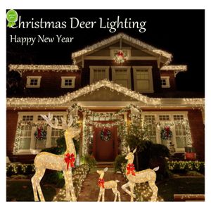 Party Decoration Christmas Reindeer Elk Led Light Luminous Scptures Garden Lawn Outdoor Yard Ornaments Decor Drop Delivery Home Fest DHS7D
