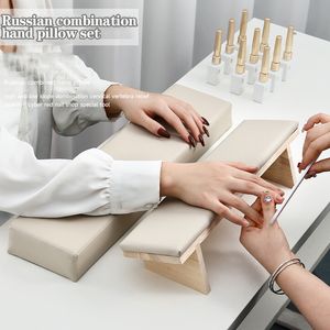 Hand Rests ANGNYA Solid Wood Beveled Nail Art Hand Pillow Set Manicure Table Hand Cushion Pillow Holder Arm Rests Nail Art Stand 2Pcs Kit 230428