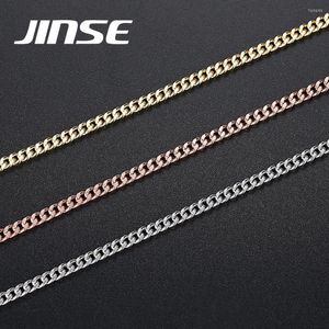 Kettingen JINSE Hiphop 2mm Cubaanse Ketting Goud Kleur Rapper Mannen Kettingen Street Fashion Koper Materiaal Lange Sieraden