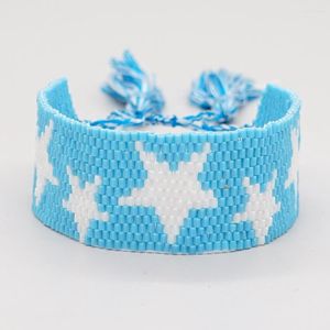 Strand Beaded Bracelet Hand Woven Five-pointed Star Fashion Pattern Versatile Adjustable Bohemia Unisex Rice Ball