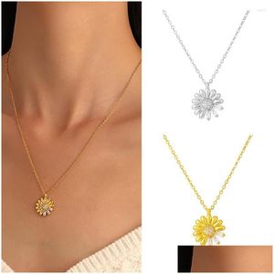 Chains Sunflower Necklace Female Ins Light Luxury Aesthetic Net Red Zircon Clavicle Chain Fashion Accessories Drop Delivery Dhgarden Dh60F