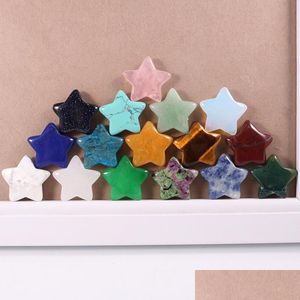 Charms 20Mm Star Shape No Hole Loose Beads Seven Chakras Stones Healing Reiki Rose Quartz Crystal Cab For Diy Making Crafts Decorate Dhknd