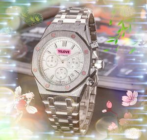 Najlepsze marki mężczyzn Big Watch Stopwatch 42 mm kwarc importowany zegar Retro STRO STEAL FOLED Dial Solid Clap Super łańcuch Multi kolorowe opcje na rękę