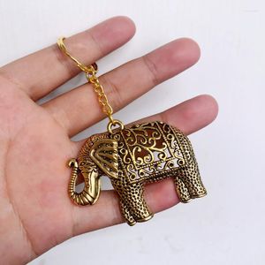 Nyckelringar Vintage Gold Color Mammoth Elephant Keychain Fashion Mascot Amulet Jewelry Presentbil Dörrlås Nyckel Tillbehör Legering