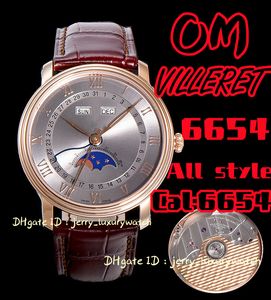 OM 6654 Villeret Perpetual Calendar Luxury Men's Watch Cal.6654 Automatisk mekanisk rörelse med 316L Fine Steel Case 40mm.Gold Gary