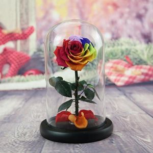 Decorative Flowers Preserved Flower Lightweight Eternal Rose In Glass Dome Eye-catching Infinity Ornament Create Atmosphere