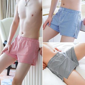 Unterhose Herren Stripe/Plaid Arro Pants Fashion Print Sommer Boxershorts Herren Lose Baumwolle Unterwäsche Home Höschen Jungen Bequeme Dessous