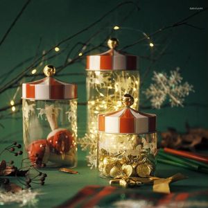Storage Bottles Christmas Gift Decoration Bottle Jar Creative Carousel Food Glass Biscuits Candy