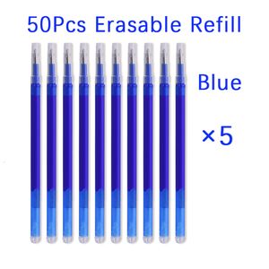 Ballpoint Pens 50 PcsSet 07mm Erasable Refill Rod Magic Gel Blue Black Ink 8 Color Office Stationery Writing Supplies 230503