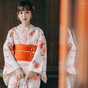 Abbigliamento etnico Donne tradizionali Stampa Fiore Kimono Abito Noble Geisha Costumi Cosplay Stile giapponese Ladies Stage Show Kimono Yukata