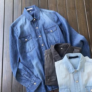 Mäns casual skjortor denim skjorta män cowboy skjortor smala fit herrar vår hösten casual skjorta för man bomull långärmad jeans skjorta camisa maskulina 230503