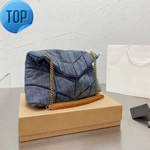 Torby na ramię 5a5a projektanci kowbojski łańcuch loulou puffer kobiety myte dżinsowe torba crossbody luksus designer torebka moda