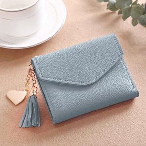 Wallets Women's Wallet Cute Student Tassel Pendant Short Trend Small Fashion PU 2023 Coin Purse Ladies Card Bag For Women