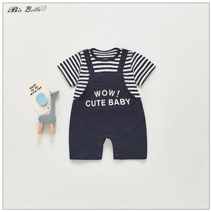 Rompers Biobella Bay Boy Summer Romper Fashion Toddler Infant Boys Clothing Shirt Sleeve First Birthday Baptism 0-24m