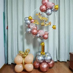 20 Set Porta Palloncino Rotondo Cerchio Colonna Supporto da Pavimento Forniture per Feste di Compleanno Bambini Matrimonio per Adulti Sfondo Natale Decorazione