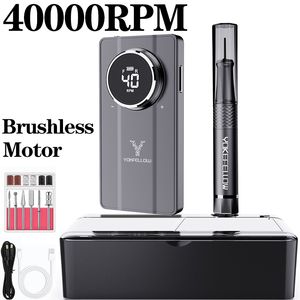 Nail Art Equipment 40000RPM Rechargeable Nail Drill Manicure Machine With Storage Box Professional Brushless Motor Nail Sander Nail Art Equipment 230428