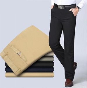 Herrdräkter 2023 Spring Autumn Casual Suit Pants Business Byxor raka slacks höga midjor pappa tunn tjock andan bomull