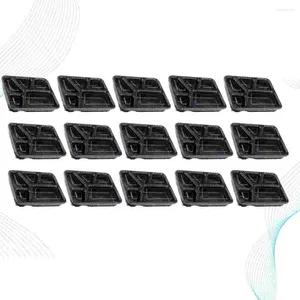 Conjuntos de utensílios de jantar 15pcs Preparar recipientes com tampas 5 caixas de armazenamento de compartimento Bento Microondas Safe (preto)