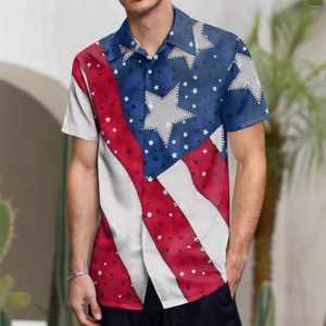 Męskie koszule męskie guziki na guziki Pajama Koszula mody Flaga rekrea