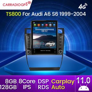 9,5-дюймовый экран Tesla 128G 4G LTE GPS Navigation для Audi A6 C5 S6 RS6 1997-2004 Car DVD-радио мультимедиа Android 11 CarPlay Auto