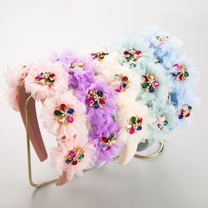 Fasce di fiori di strass di pizzo di lusso Accessori per capelli di moda per le donne Copricapo per ragazza con fascia per capelli in spugna casual alla moda