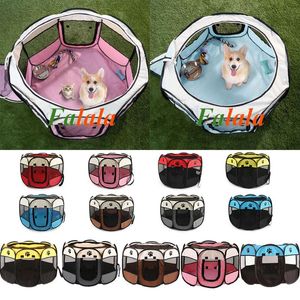 Pennor Portable Folding Pet Tent Dog House Octagonal Cage för katttält Playpen Puppy Kennel Easy Operation Fence Outdoor Big Dogs House