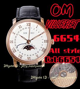 OM 6654 Villeret Perpetual Calendar Luxury Men's Watch Cal.6654 Automatisk mekanisk rörelse med 316L Fine Steel Case 40mm.Gold White